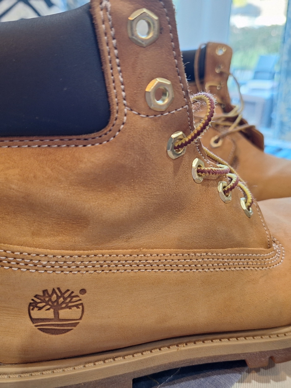 Timberland Wheat Nubuck Work Boots - Brown with Black Collar